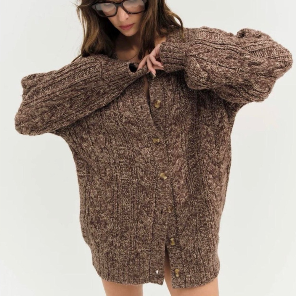 For Love And Lemons Brown Knit Cardigan